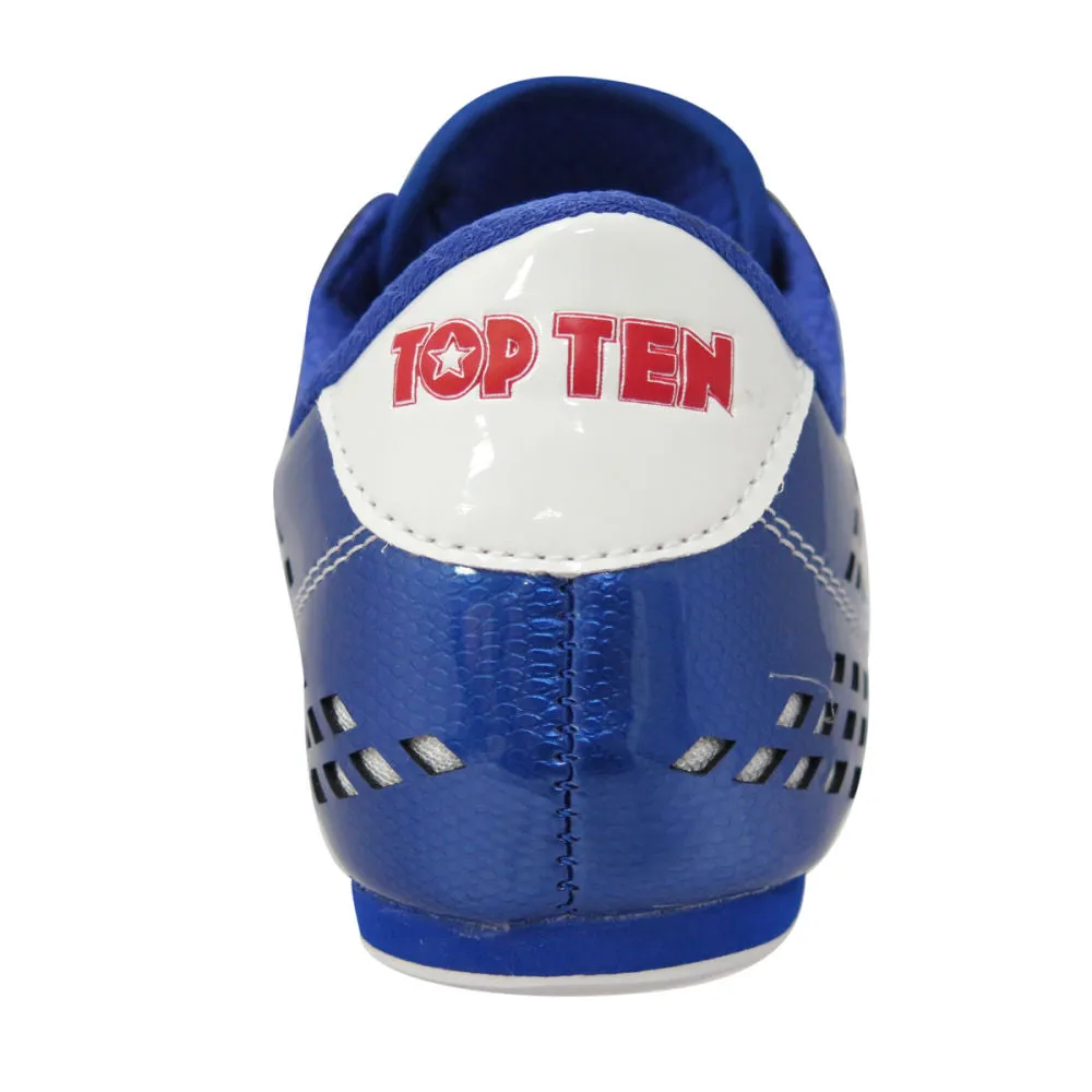 TopTen BUDO ITF Laceless White & Blue Lightweight Taekwon-Do Shoes, 543-16